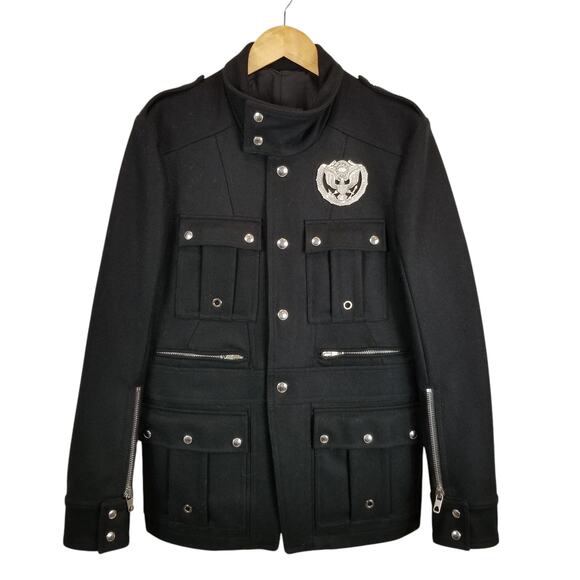 Diesel Black Gold Men's Runway Military Jacket Coat Black Size US 38 / Small
